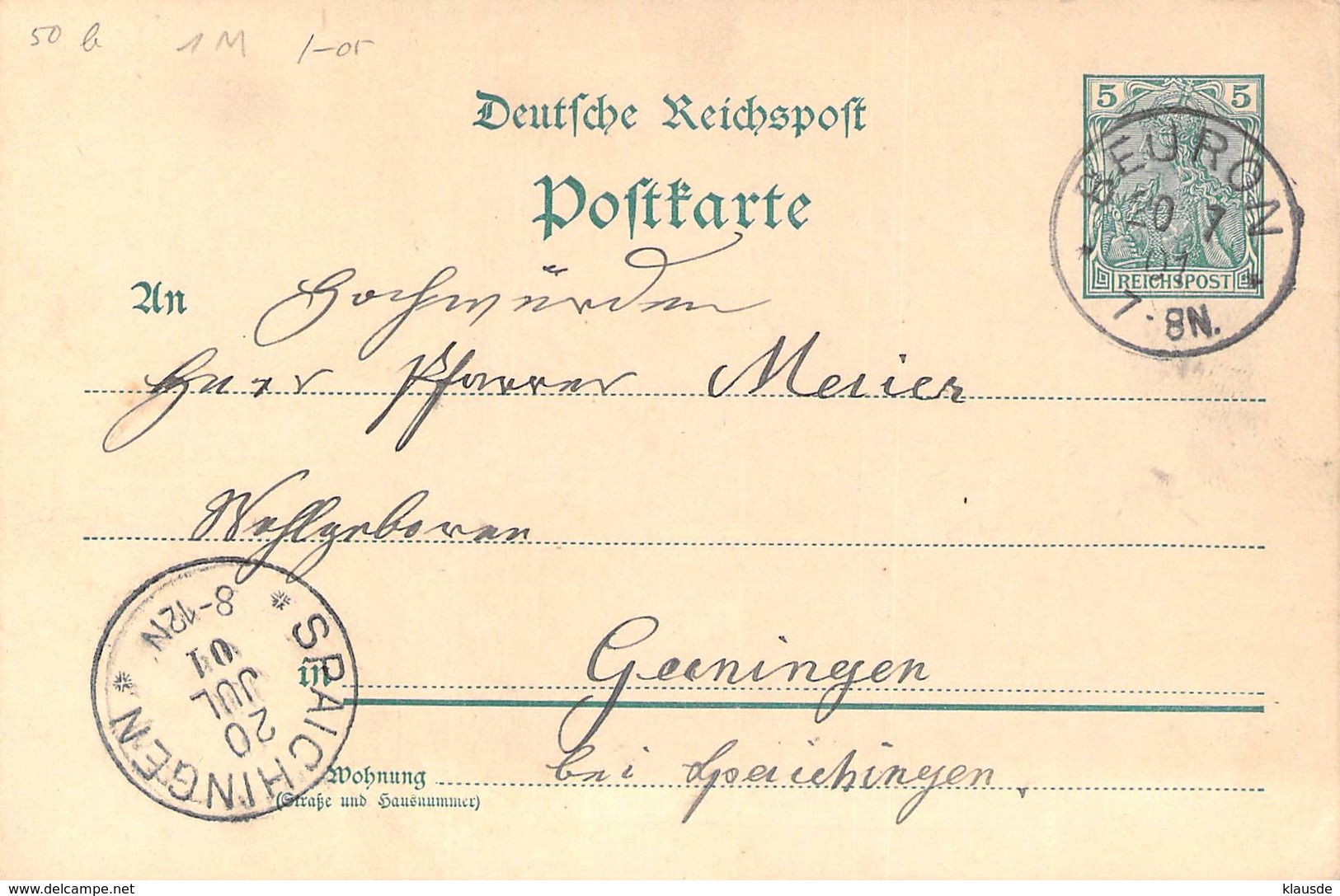 P50b Deutsches Reich 1901 AKS - Briefkaarten