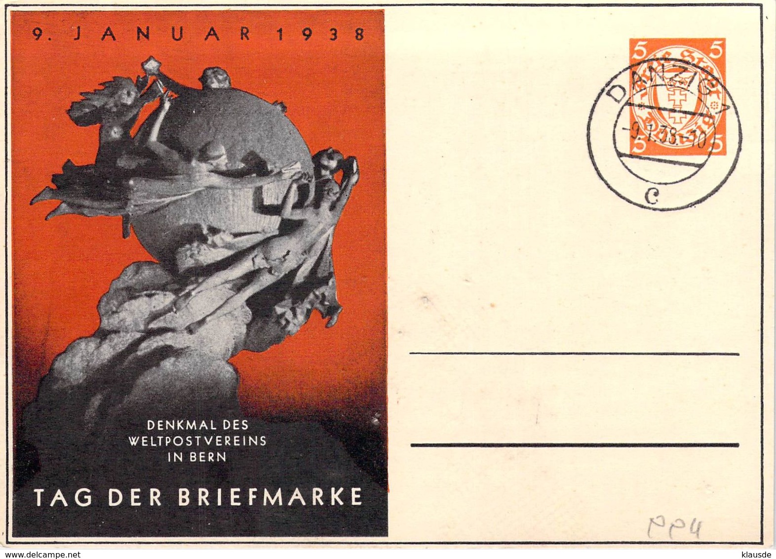 PP4 Danzig  Deutsches Reich 1938 - Enteros Postales