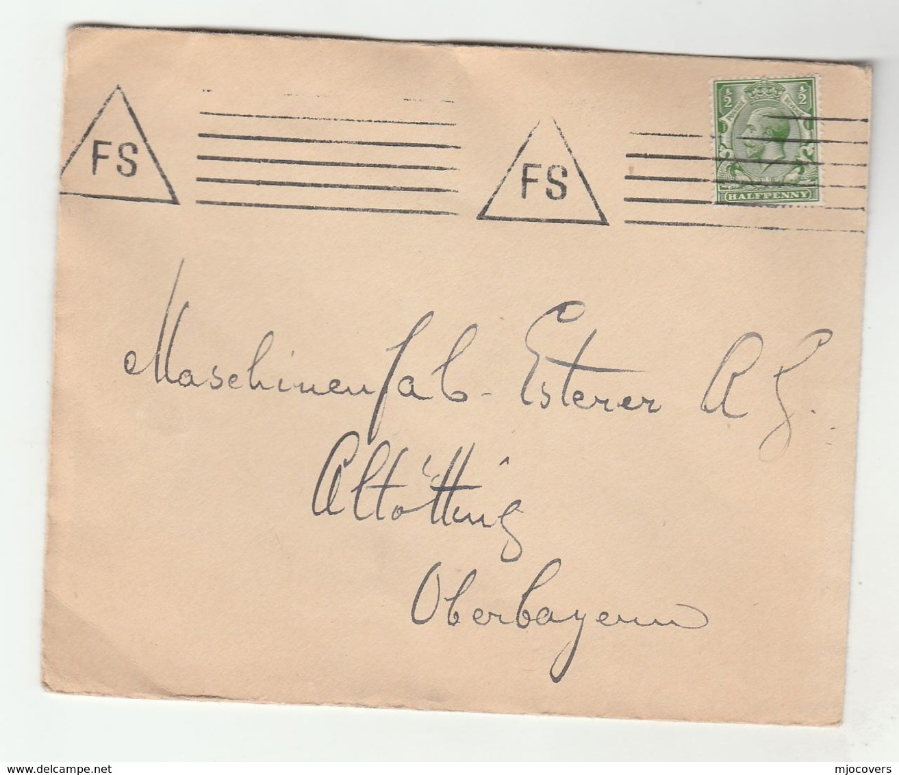 GB GV Stamps COVER To Oberbayern Germany With 'FS Triangular Pmk - Covers & Documents