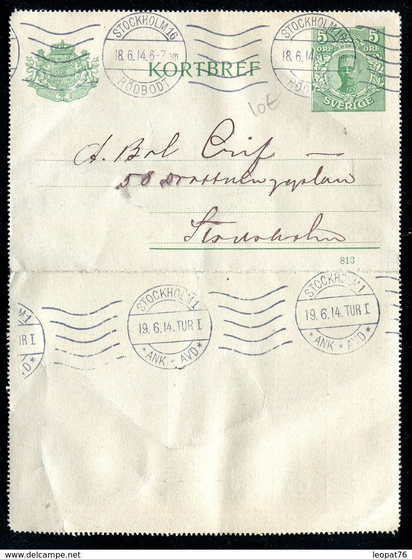 SUÈDE - Entier Postal ( Repiquage Commerciale ) De Stockholm Pour Stockholm En 1914 - Entiers Postaux