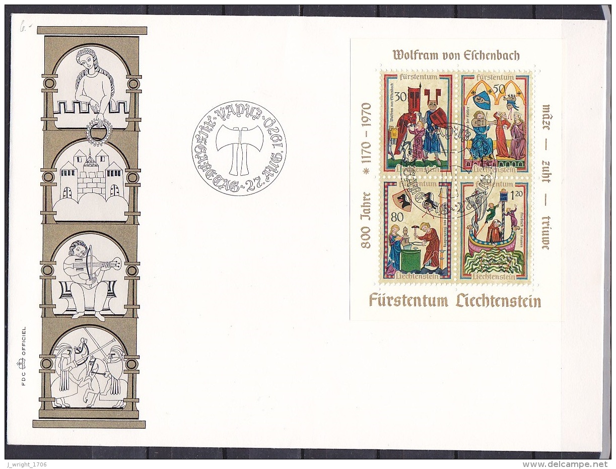 Liechtenstein/1970 - Wolfram Von Eschenbach/Minnesanger IV/Menestrels IV - Block - FDC - FDC