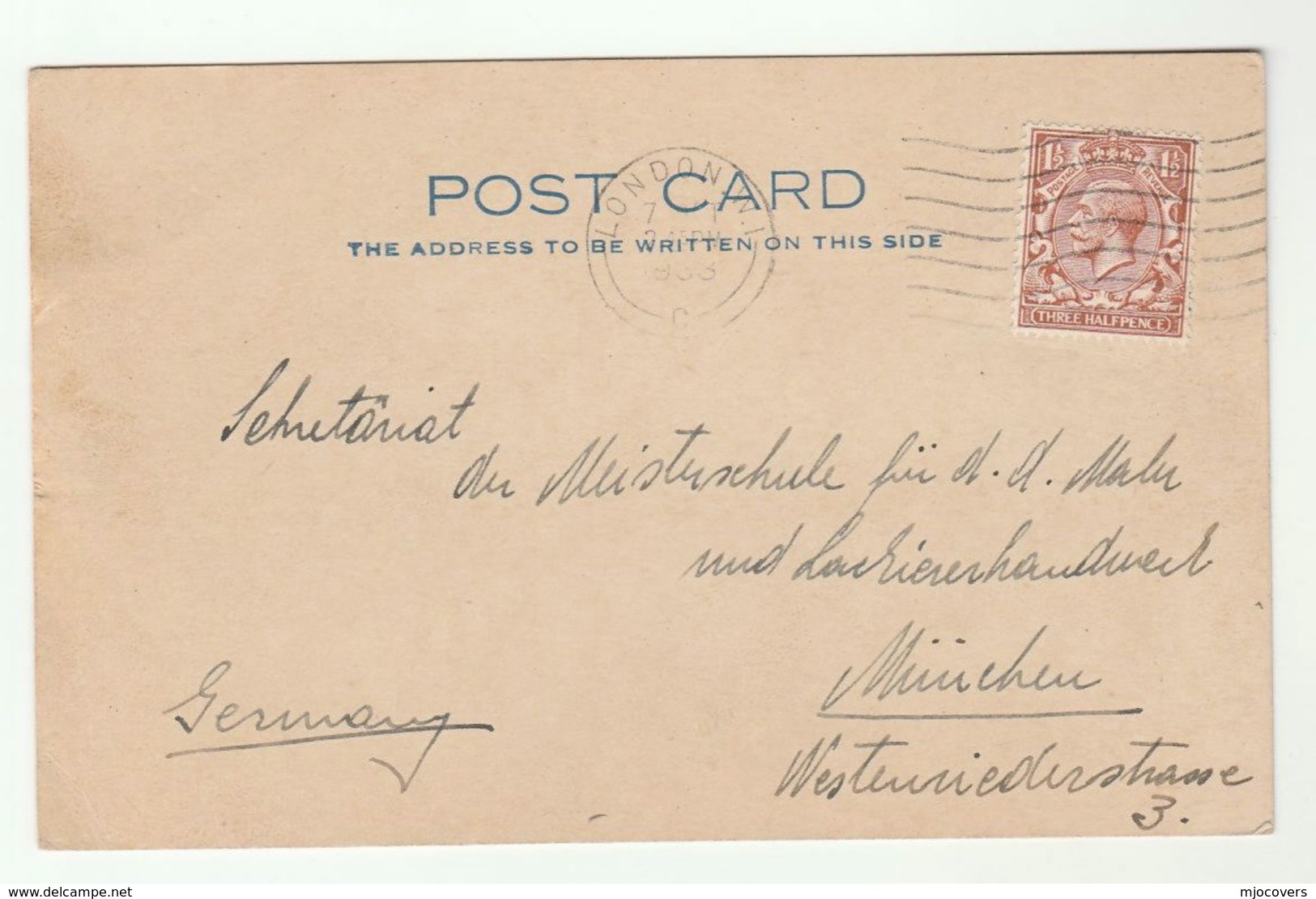 1933 GB  London W1C  To Munchen GERMANY  Card Stamps GV Cover - Covers & Documents