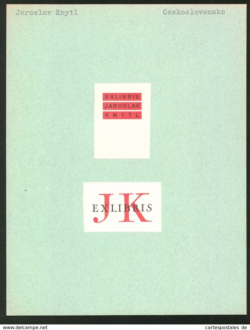 Exlibris Jaroslav Knytl, Initialien Und Namenszug - Exlibris