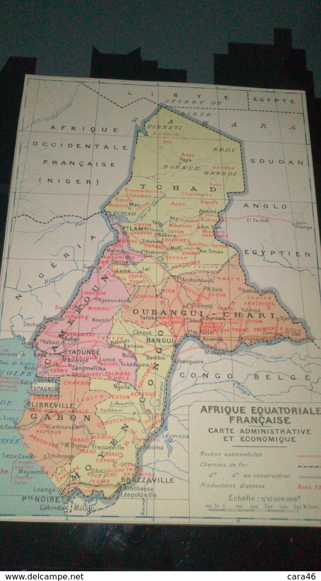 AFFICHE CARTE GEOGRAPHIQUE - AFRIQUE EQUATORIALE FRANCAISE Carte Administrative Et économique... - Geographical Maps