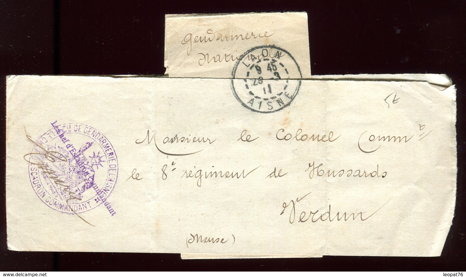 Bande Journal En Franchise ( Gendarmerie ) De Laon Pour Verdun En 1911 - 1877-1920: Période Semi Moderne