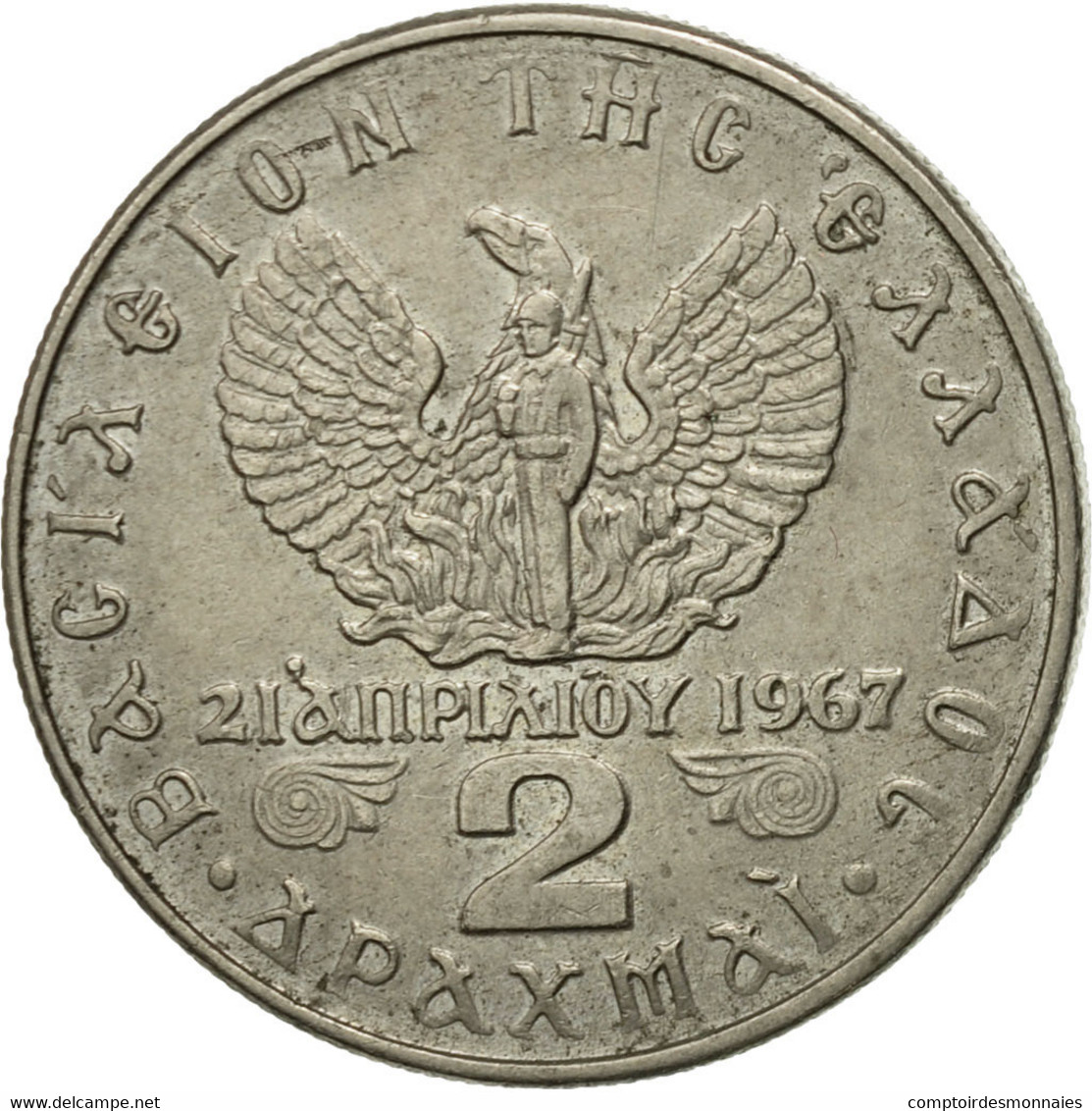 Monnaie, Grèce, Constantine II, 2 Drachmai, 1973, TB+, Copper-nickel, KM:99 - Greece