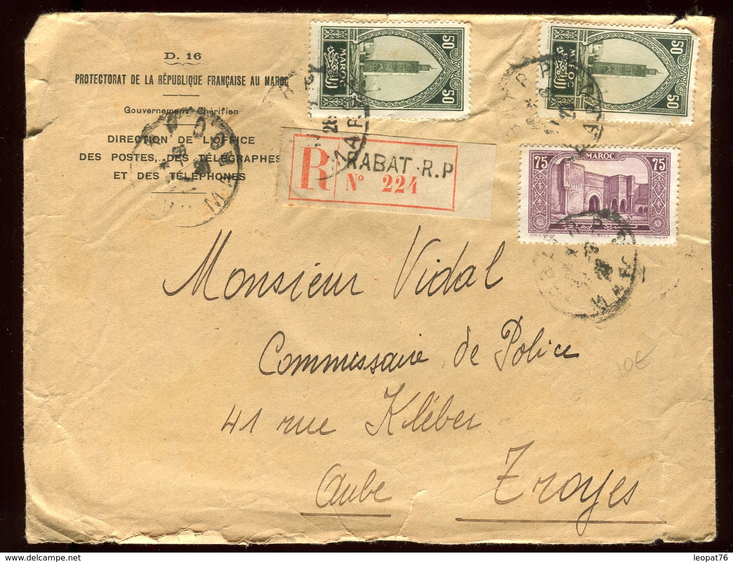 Maroc - Enveloppe En Recommandé De Rabat Pour La France En 1928 - Covers & Documents