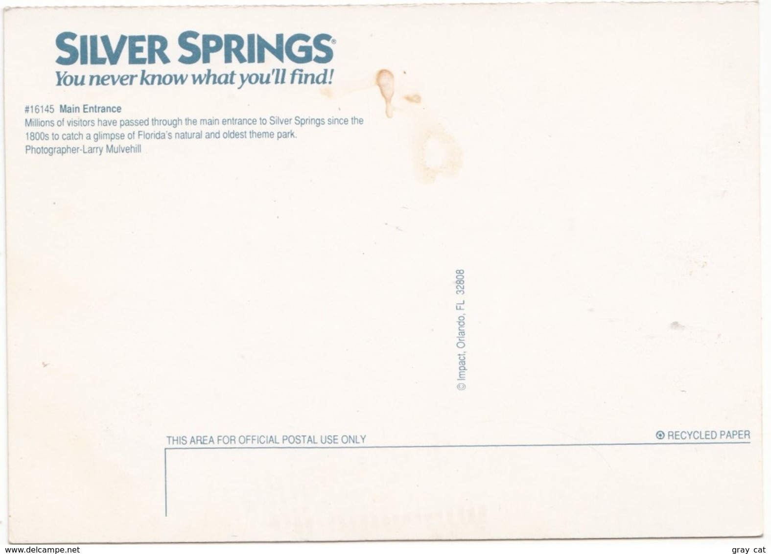 SILVER SPRINGS, Florida, Main Entrance, Unused Postcard [21683] - Silver Springs