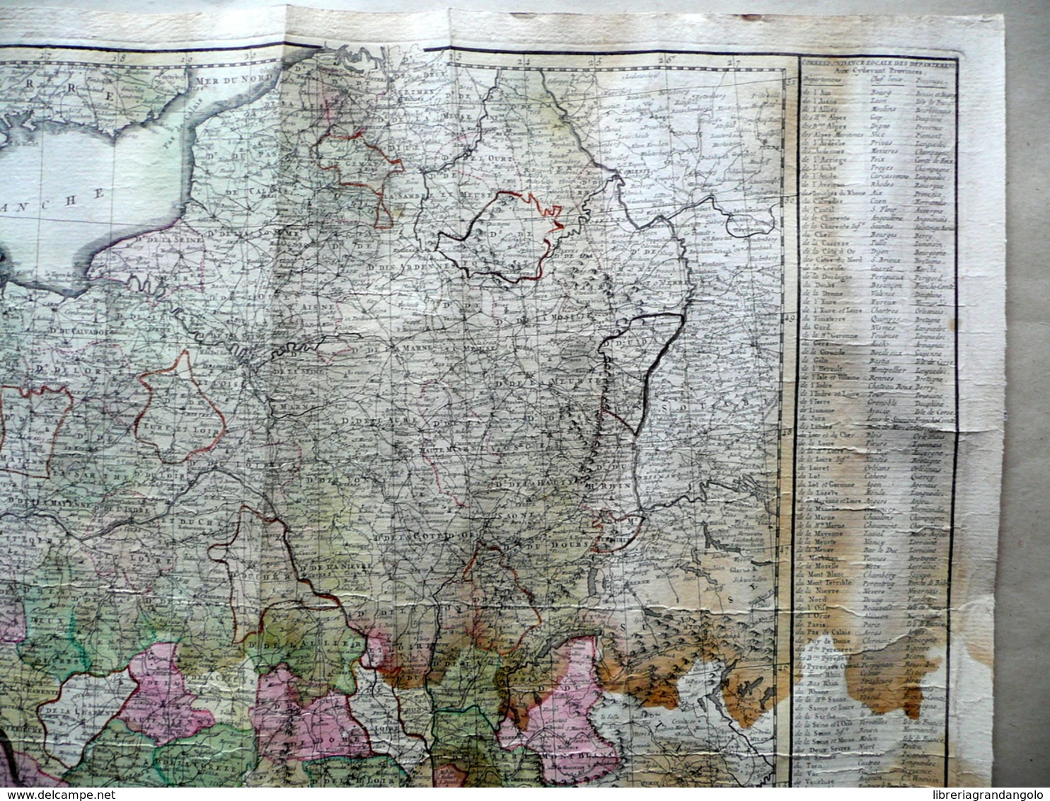 Carte De La France Divisée En 103 Departements Poircon 1802 Carta Geografia - Altri & Non Classificati