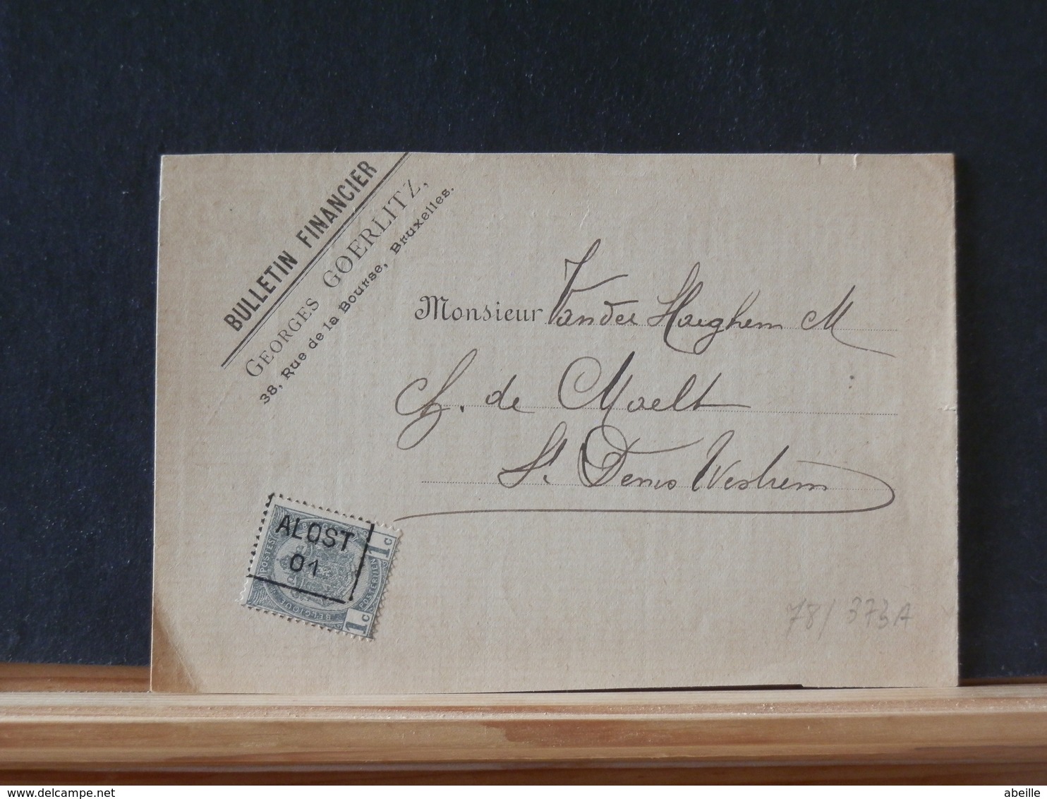 78/373A  DOC.  BELGE OBL. ALOST 01 - Rolstempels 1900-09