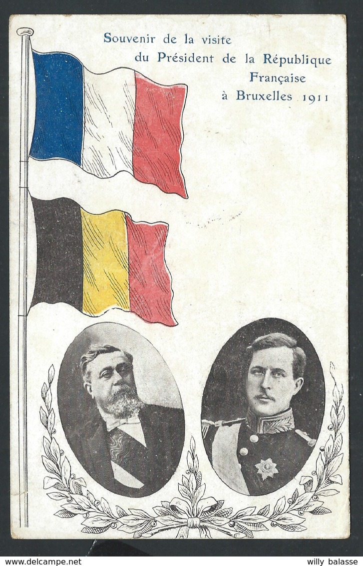 +++ CPA - Souvenir Visite Président République Française à BRUXELLES  BRUSSEL 1911 - Roi - Drapeau    / / - Feesten En Evenementen