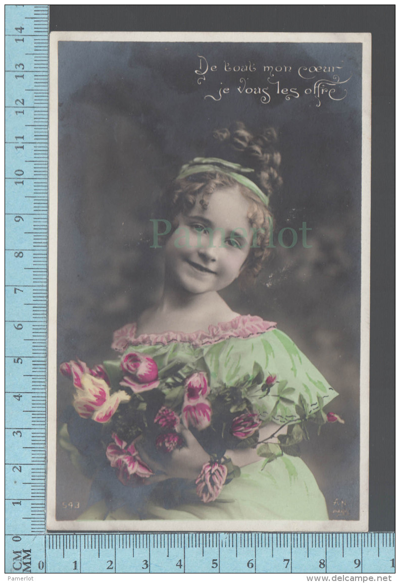 CPA Fantaisie Fille - 1912, De Tout Mon Coeur Je Vous Les Offres " Roses"-  ED: AN 543 - Mujeres