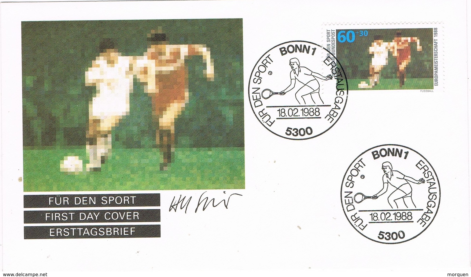 29571. Carta F.D.C. BONN (Alemania Federal) 1988. Sport, Tennis, Futbol - Cartas & Documentos