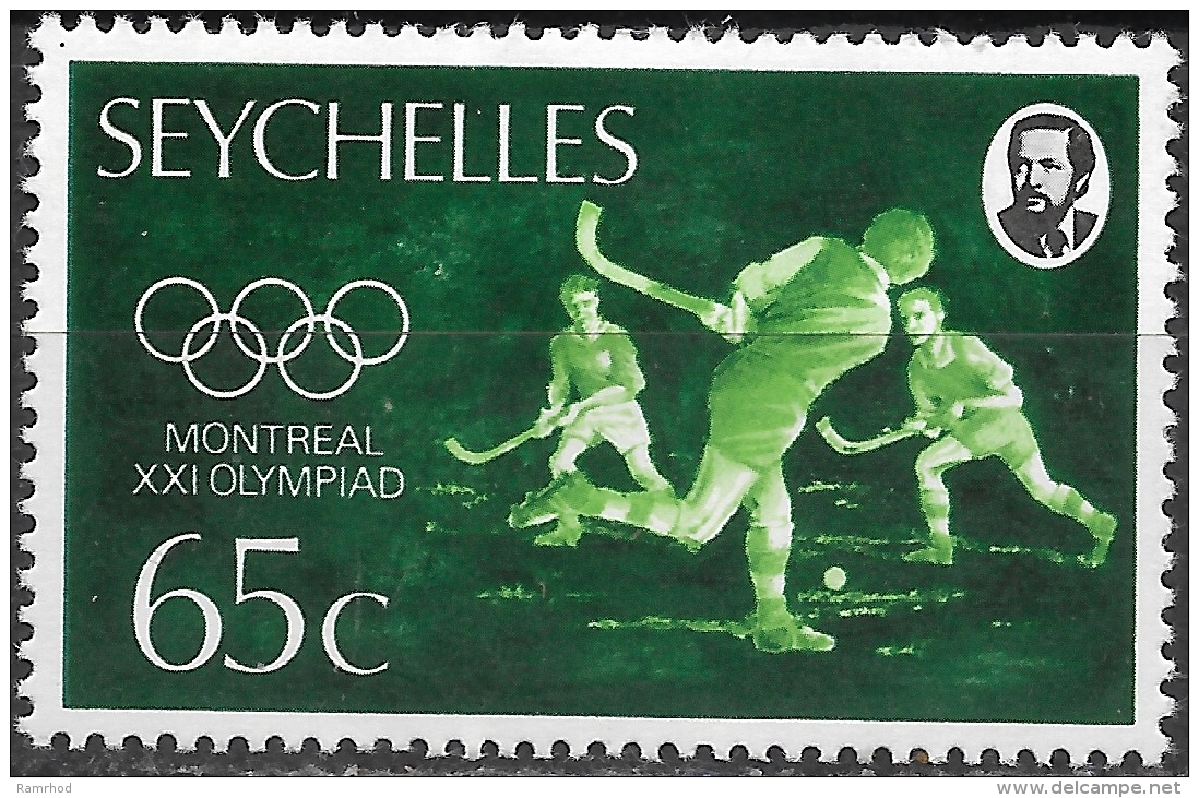 SEYCHELLES 1976 Olympic Games, Montreal - 65c. Hockey MH - Seychelles (1976-...)