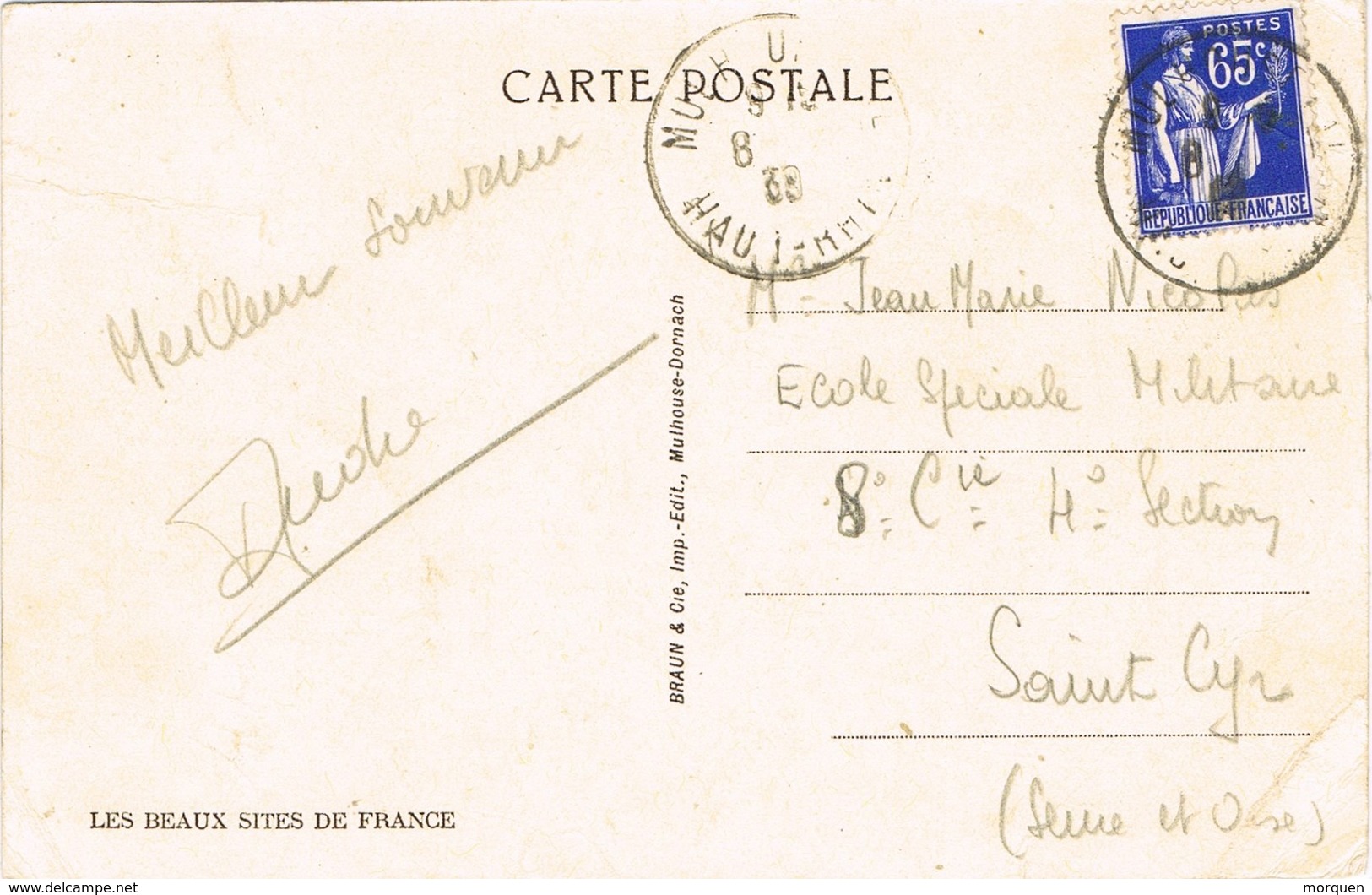 29574. Postal MULHOUSE (Haute Rhin) 1938. La Poste - Cartas & Documentos