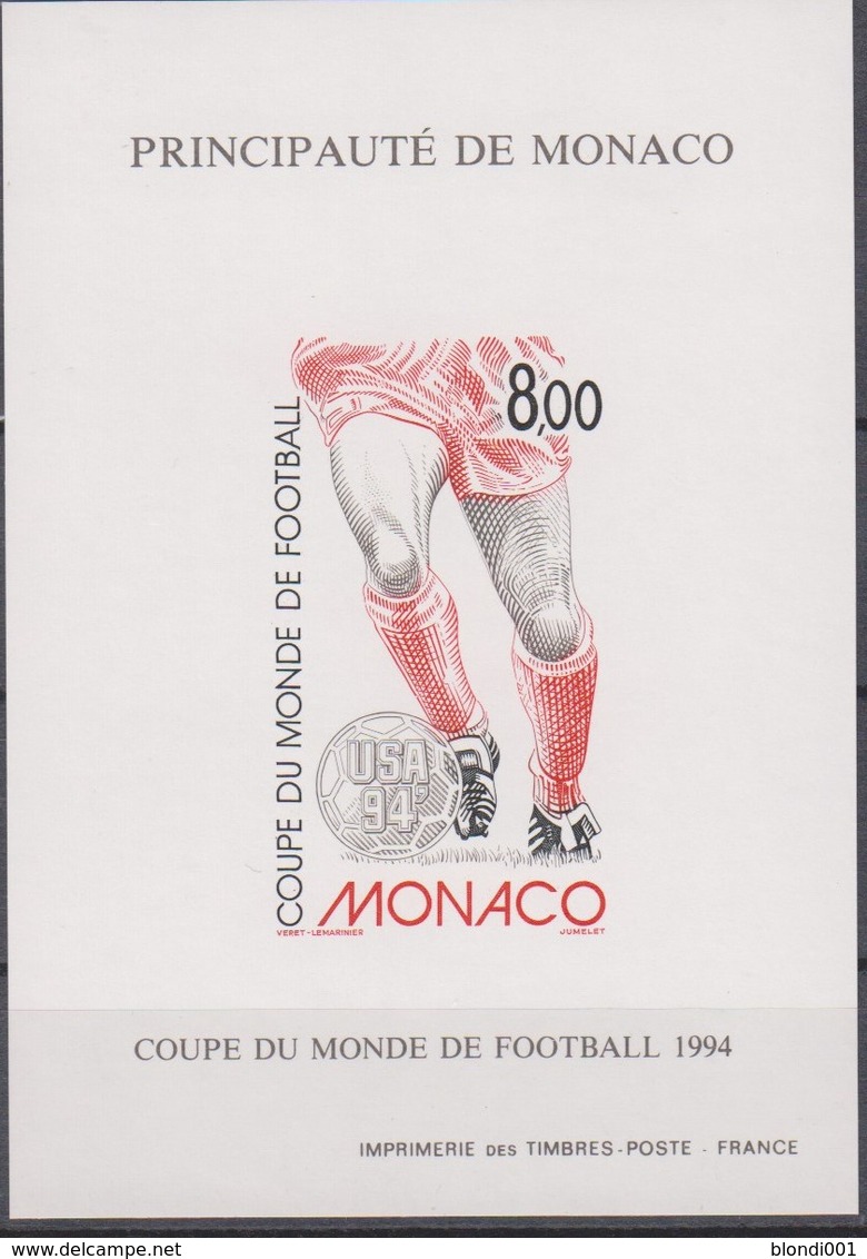 Soccer World Cup 1994 - Football - MONACO - S/S Imp. De Luxe MNH** Rare!! - 1994 – Vereinigte Staaten