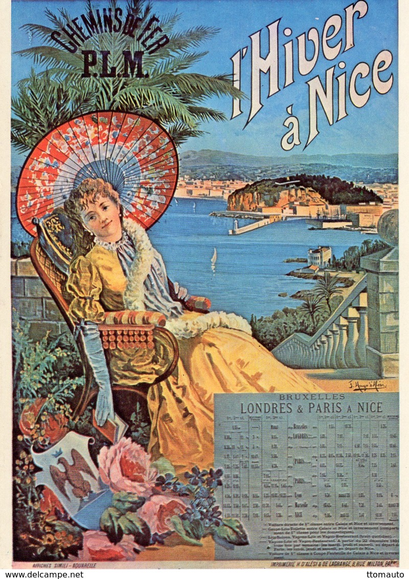 Chemin De Fer De Paris-Lyon-Mediterranée (PLM) - L'HIVER A NICE - Illustrateur: Hugo D'Alesi - Publicité - Carte Postale - Autres & Non Classés