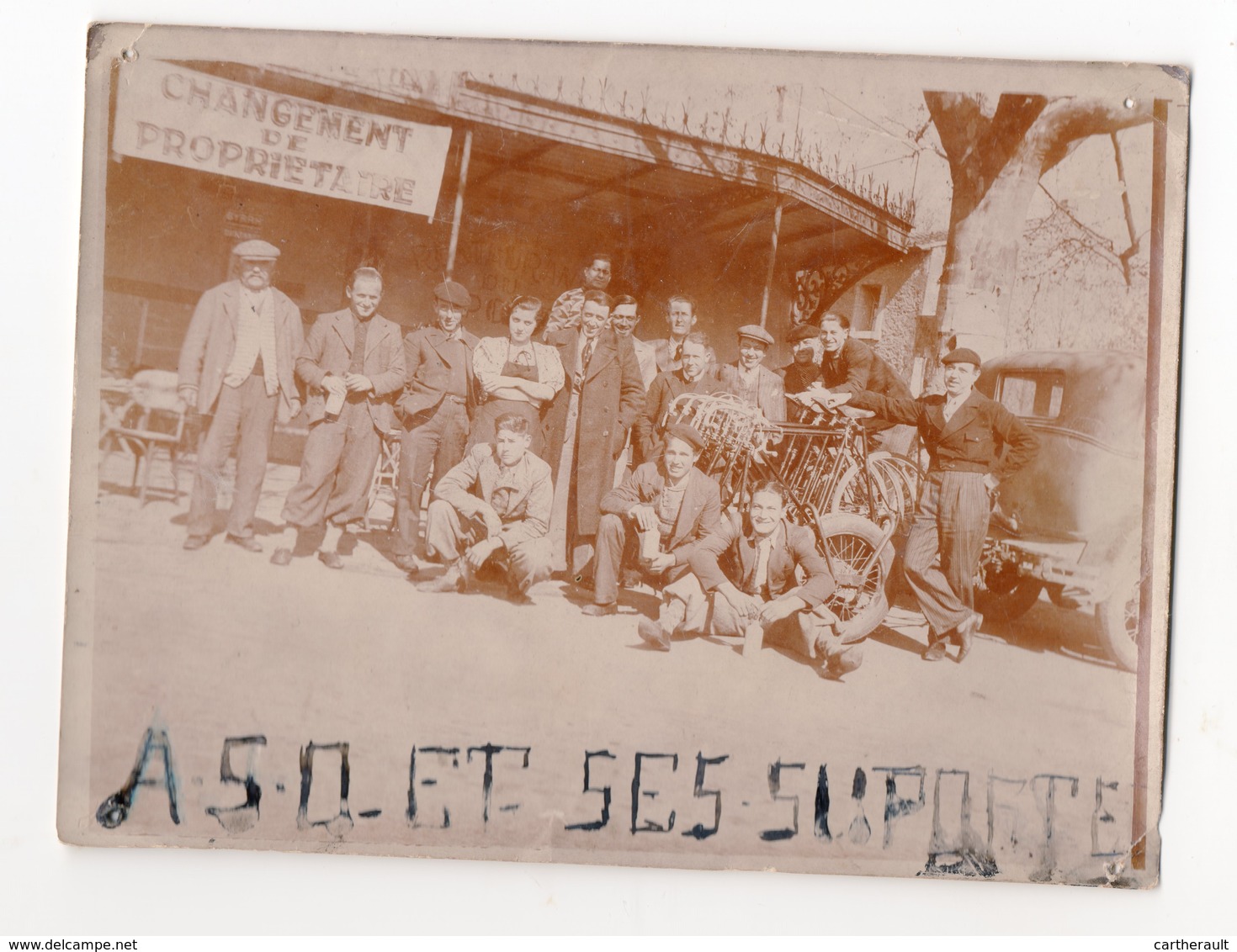 Lot : Carte-photo Et Photo D'OLONZAC - Commerce PICHERY Et Café , Avec Les Cyclistes De L'ASO - Capestang