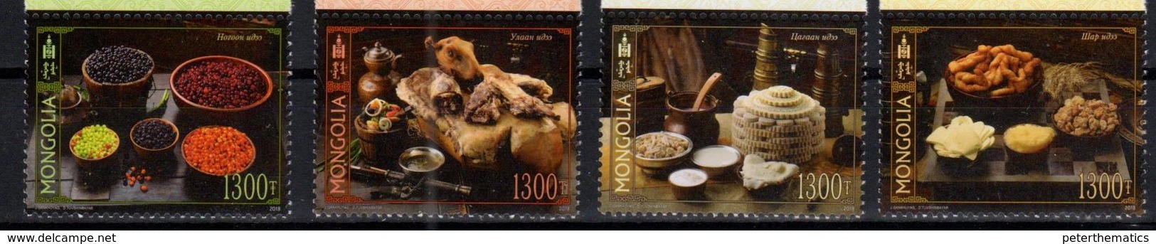 MONGOLIA, 2018, MNH, MONGOLIAN FOOD AND DRINKS, MEAT, MILK, 4v - Food