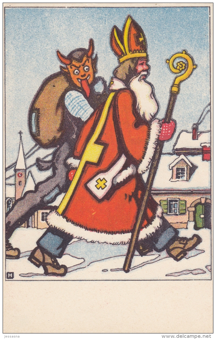 AK - Gruss Vom Krampus U. Nikolo - 1930 - Autres & Non Classés