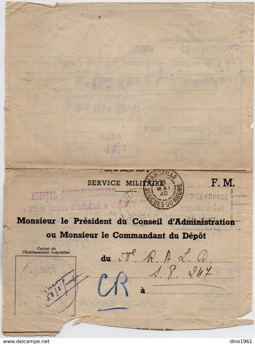 VP12.759 - MILITARIA - Guerre 39/45 - Lettre En Franchise Militaire - Hopital De MIMES - Documentos