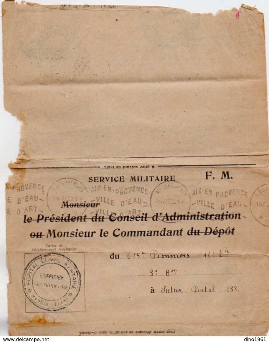 VP12.760 - MILITARIA - Guerre 39/45 - Lettre En Franchise Militaire - Hopital De BANDOL - Documentos