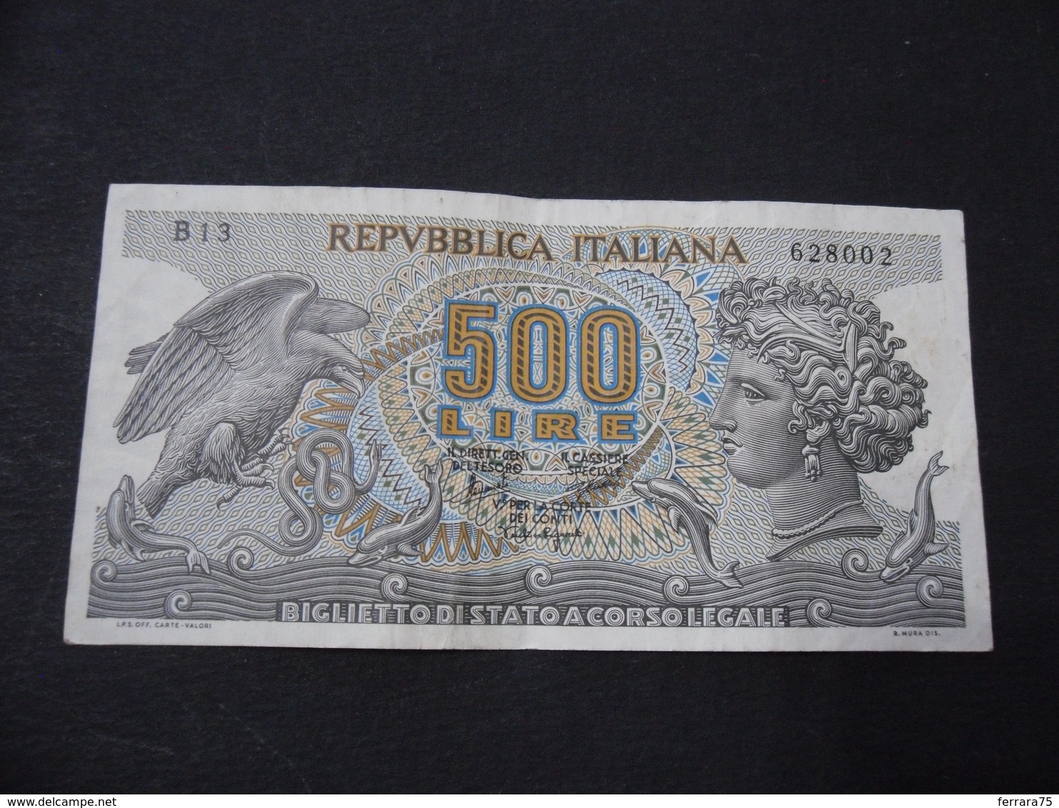 REPUBBLICA ITALIANA 500 LIRE ARETUSA SERIE B 1966 - 500 Liras