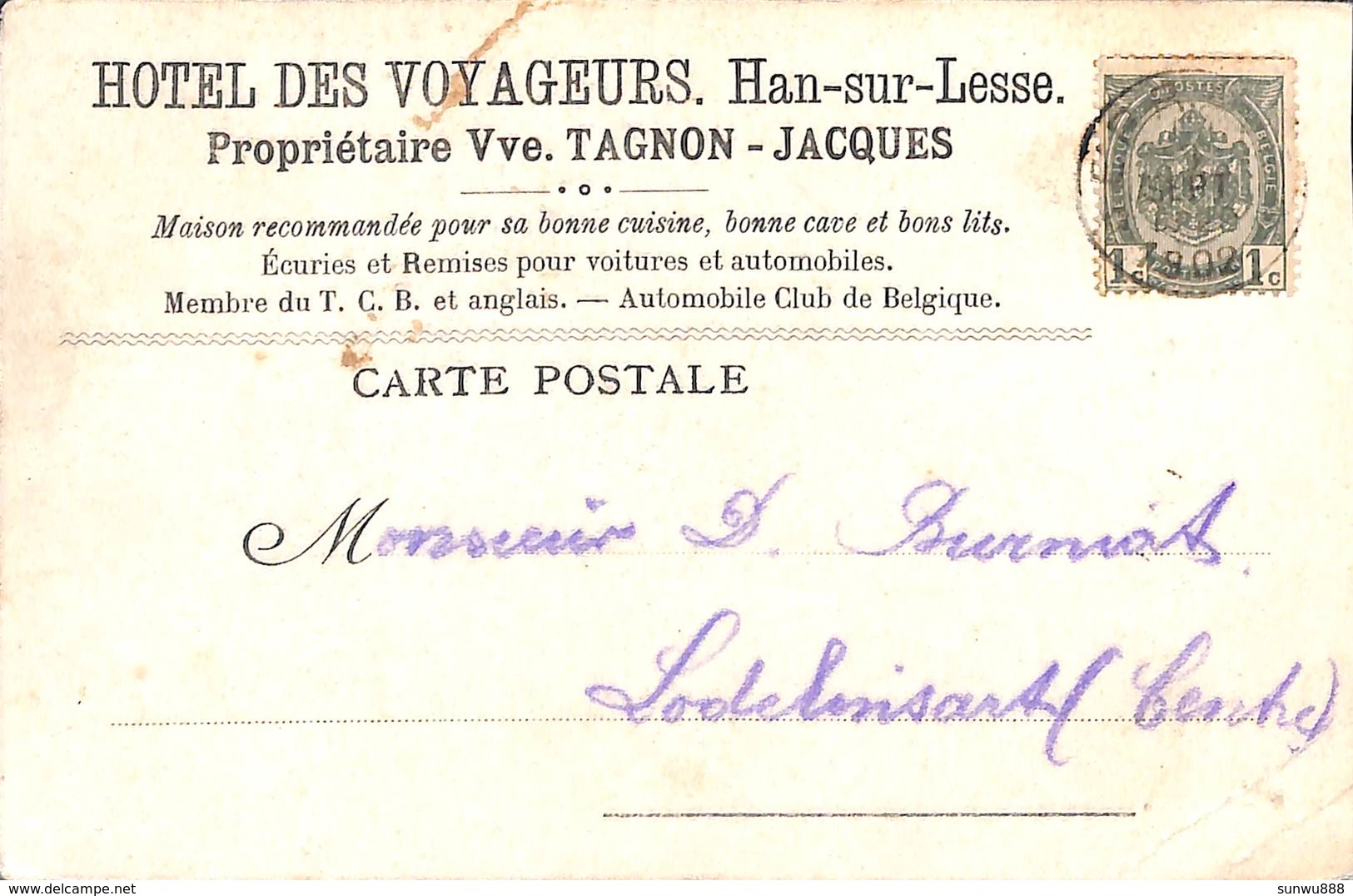 Han Sur Lesse - Hôtel Des Voyageurs. Départ Pour La Grotte (animée, Café, 1902, Tagnon Jacques) - Rochefort