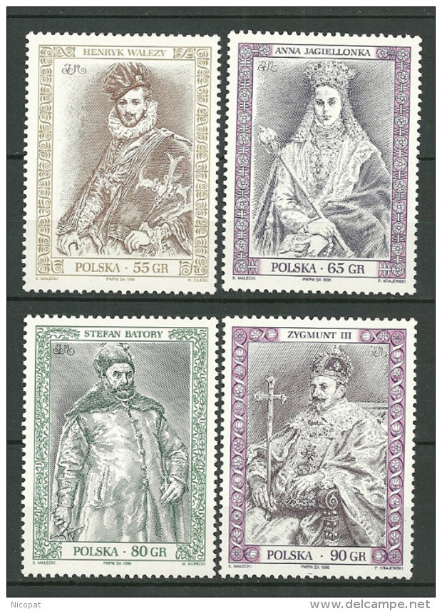 POLAND MNH ** 3485-3488 Roi Reine Henri De Vallois Anne Jagellone Etienne Batory Sigismond III - Neufs