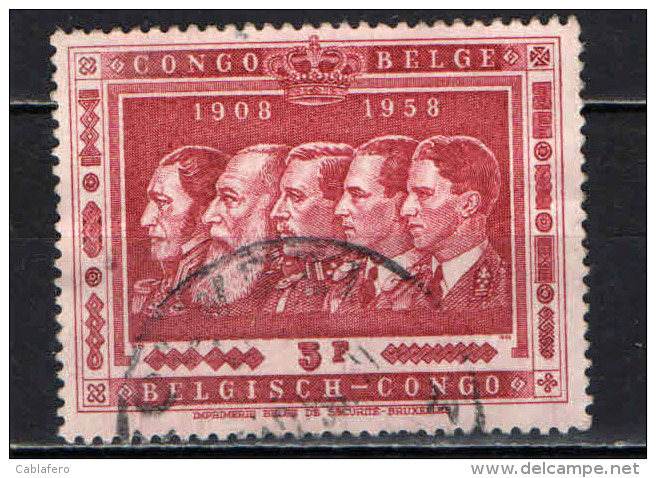 CONGO BELGA - 1958 - EFFIGIE DEI RE DEL BELGIO - 50° ANNIVERSARIO DEL CONGO BELGA - USATO - Usati