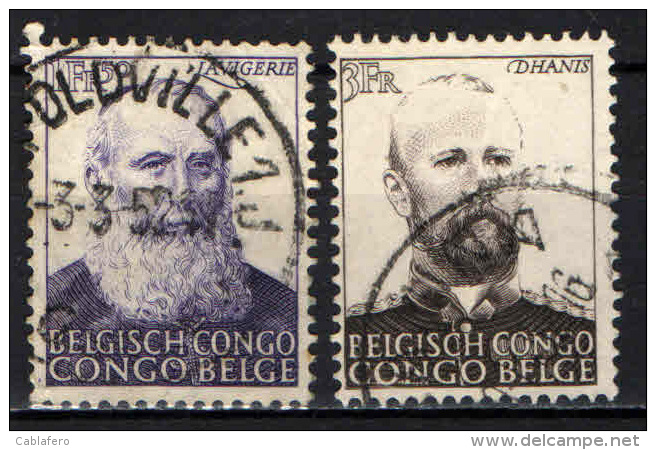 CONGO BELGA - 1951 - CARDINALE LAVIGERIE E BARONE DHANIS - USATI - Usati