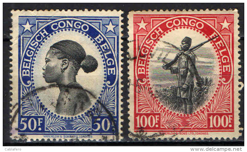 CONGO BELGA - 1943 - DONNA CONGOLESE E ASKARI - USATI - Usati