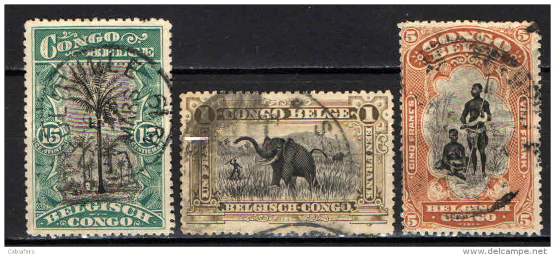 CONGO BELGA - 1910 - PALME DA OLIO, CACCIA ALL'ELEFANTE, CAPO BANGALE E CONSORTE - USATI - Usati