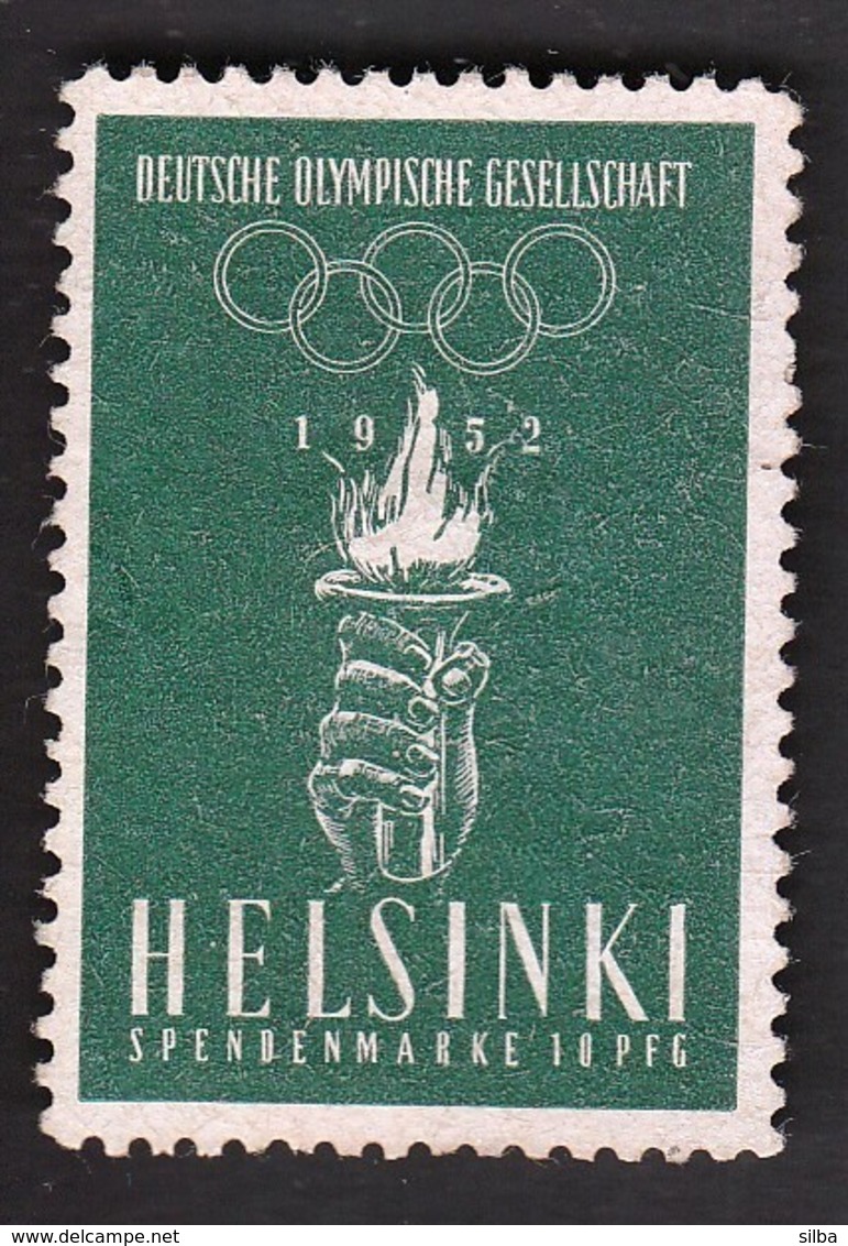 Olympic Games Helsinki 1952 / Deutsche Olympische Gesellschaft / Spendenmarke 10 Pfg / Vignette, Cinderella - Sommer 1952: Helsinki