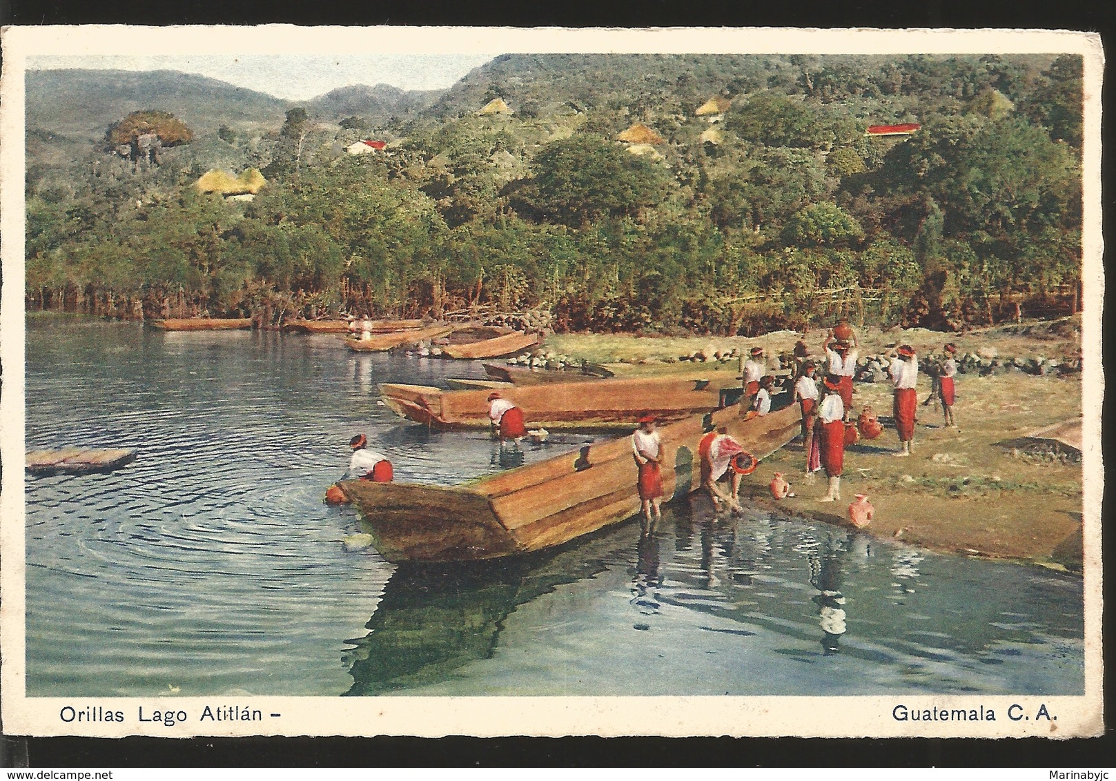 J) 1954 GUATEMALA, LAKE SHORES ATITLAN, POSTCARD - Guatemala