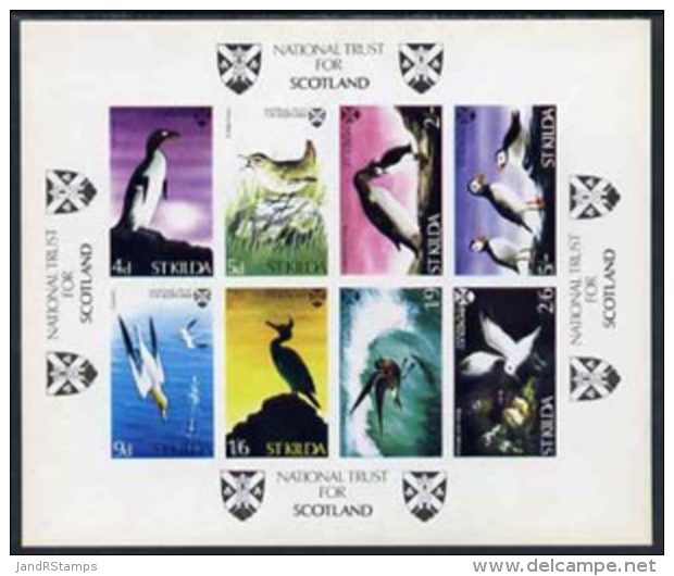 23272 St Kilda 1968 Birds Imperf M/s (auk Wren Gannet Shag Petrel Guillemot Kittiwake Puffin Scots Scotland) U/m - Local Issues