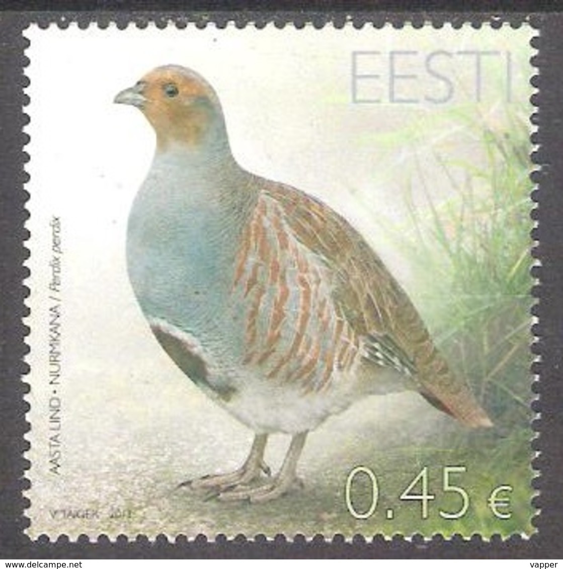 Bird Of The Year 2013 Estonia MNH Stamp  Partridge Mi 757 - Perdrix, Cailles