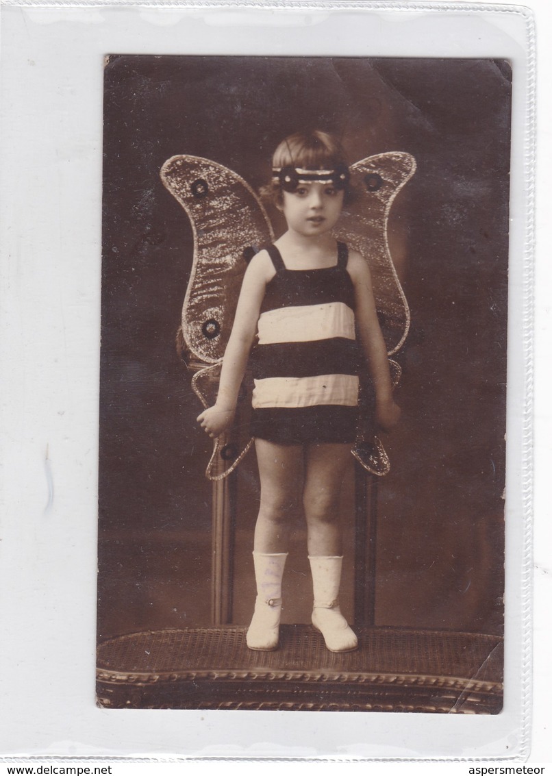 NIÑA FILLE LITTLE GIRL DISFRAZADA CUSTOM DISGUISE BEE VINTAGE. CIRCA 1910's- BLEUP - Altri & Non Classificati