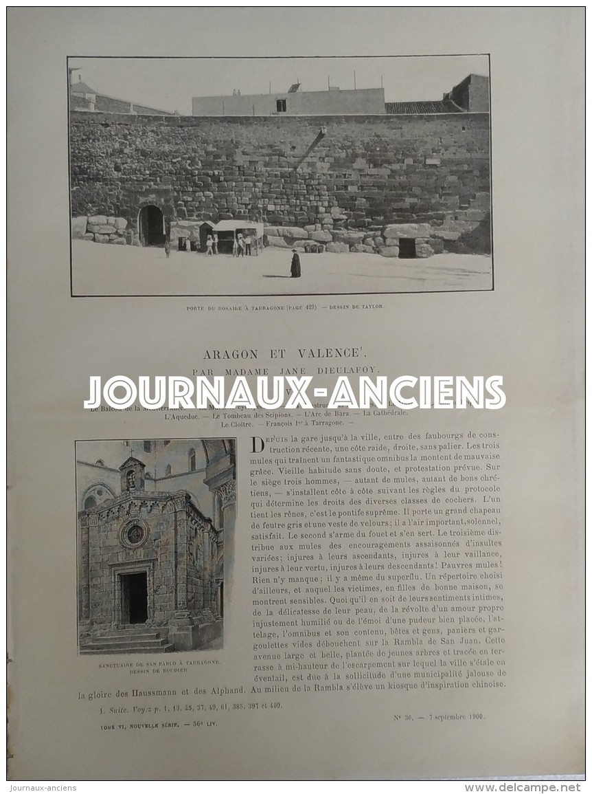 1900 ARAGON ET VALENCE Par Jane DIEULAFOY - TARRAGONE - LA CATHEDRALE - PORTE DU ROSAIRE - 1900 - 1949