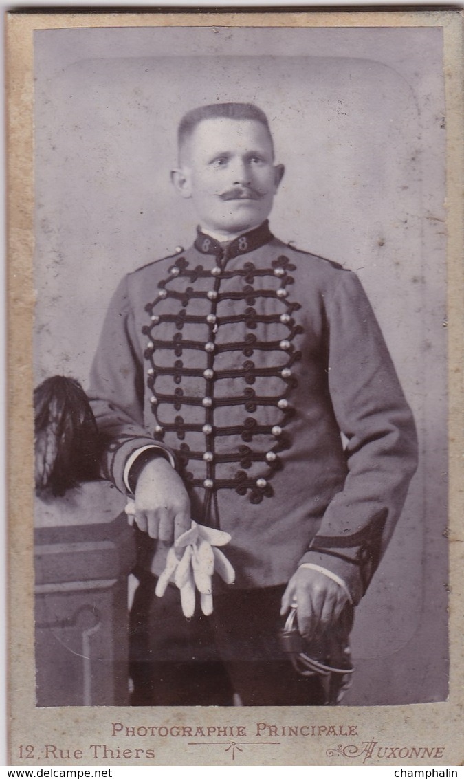 Photographie Sur Carton - Soldat 8ème Régiment De Chasseurs à Cheval à Auxonne - Photographie Principale à Auxonne (21) - War, Military