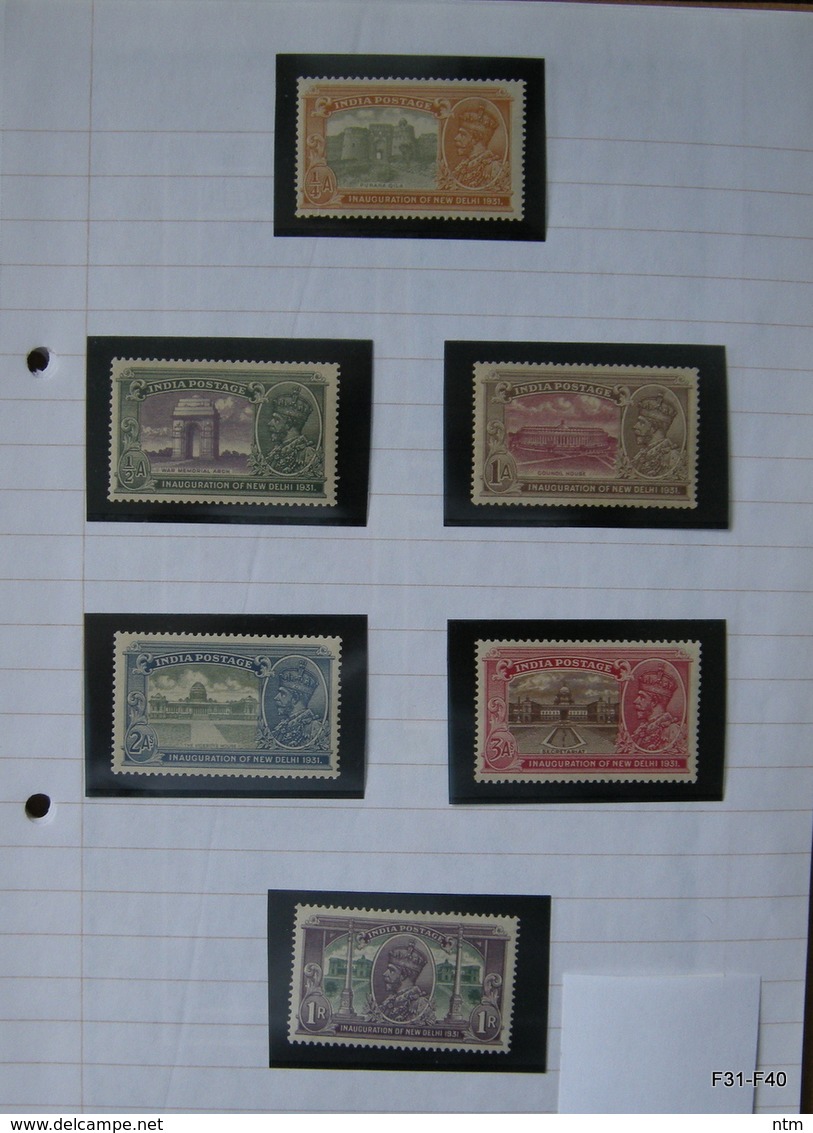 India	1931. King George V. INAGURATION OF NEW DELHI. Completer Set. SG 226-231. Scott 129-134. MH - 1936-47 Roi Georges VI