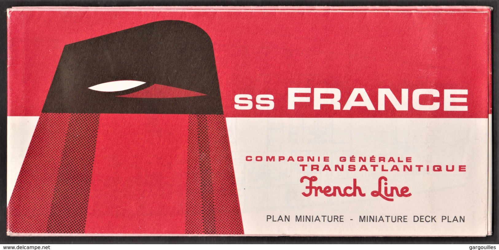 Paquebôt S/S France _Compagnie Générale Transatlantique _ CGT _ French Line _ Plan Miniature / Miniature Deck Plan - Autres & Non Classés