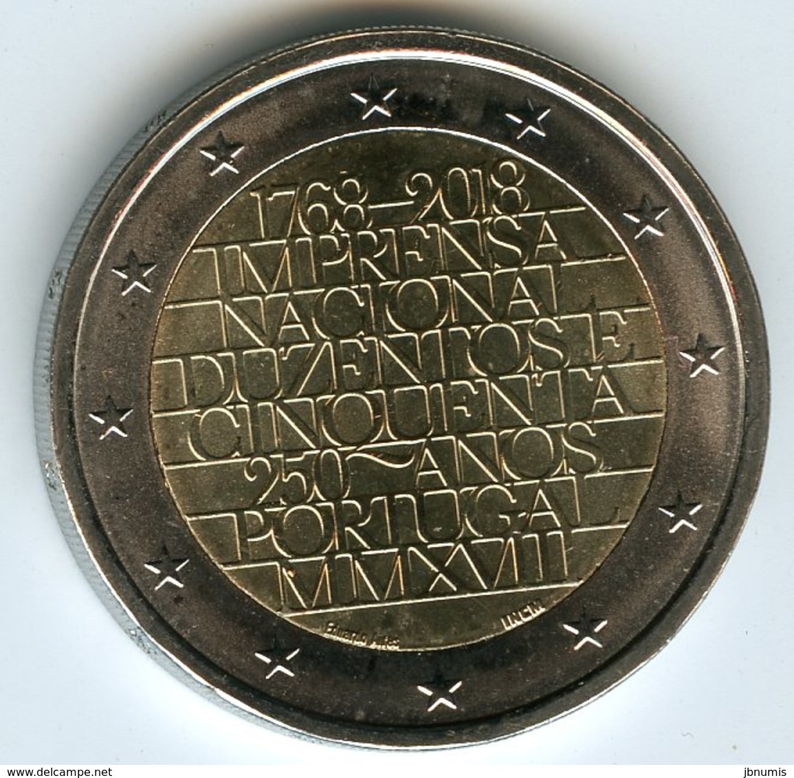 Portugal 2 Euro 2018 250 Ans De L'Imprimerie Portugaise UNC - Portugal