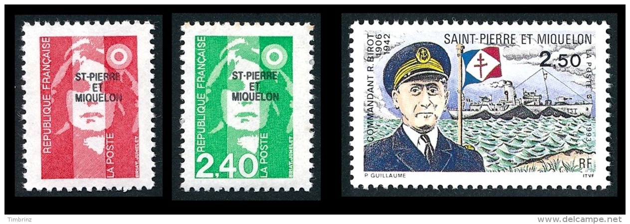 ST-PIERRE ET MIQUELON Année complète 1993 + paires AVION : Yv. 572 à 591 + PA72/73 x2 ** Faciale= 15,80 EUR Réf.SPM11463