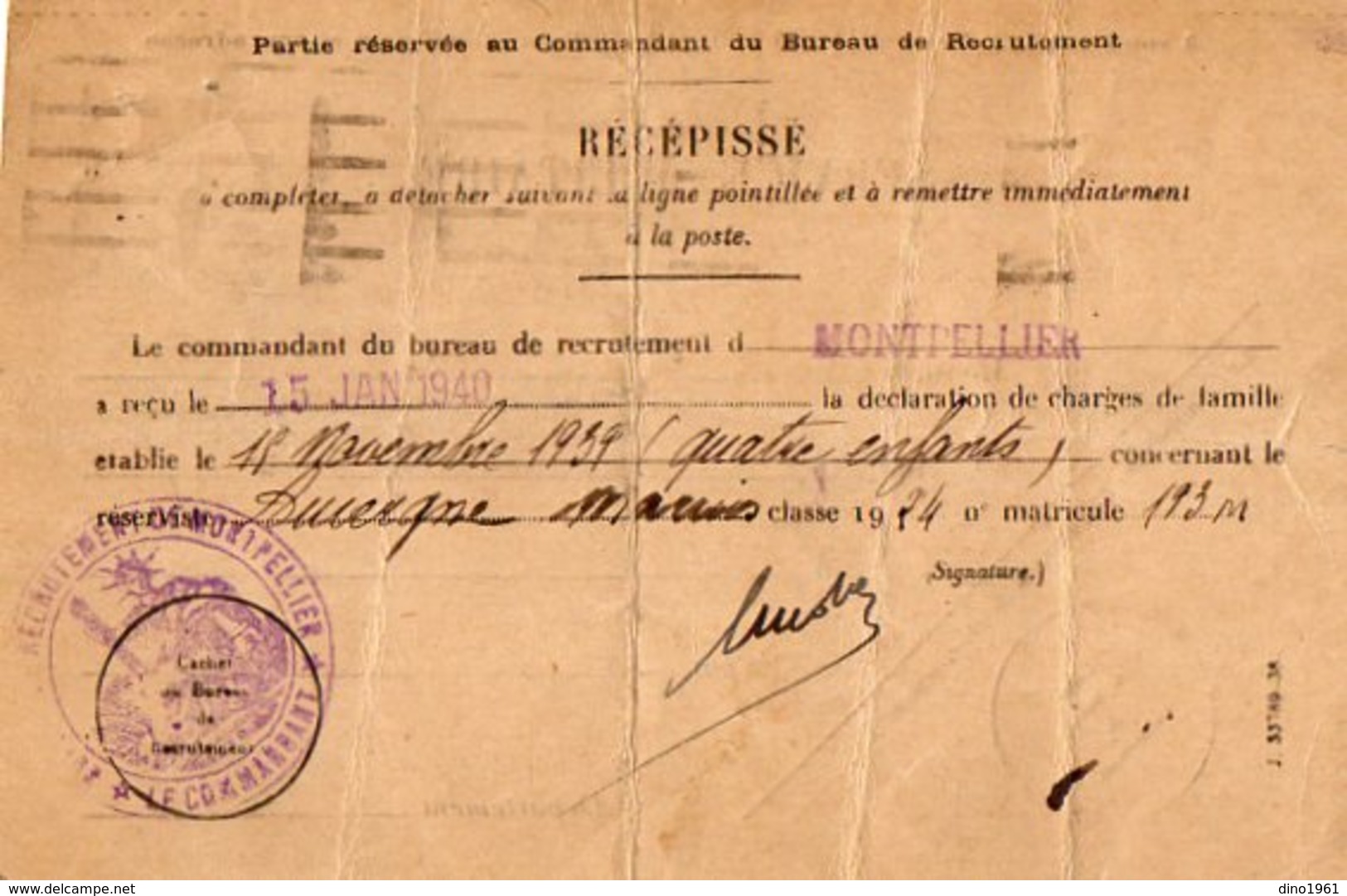 VP12.772 - MILITARIA - Carte - Lettre En Franchise Militaire - Soldat AUVERGNE à MONTPELLIER - Documentos