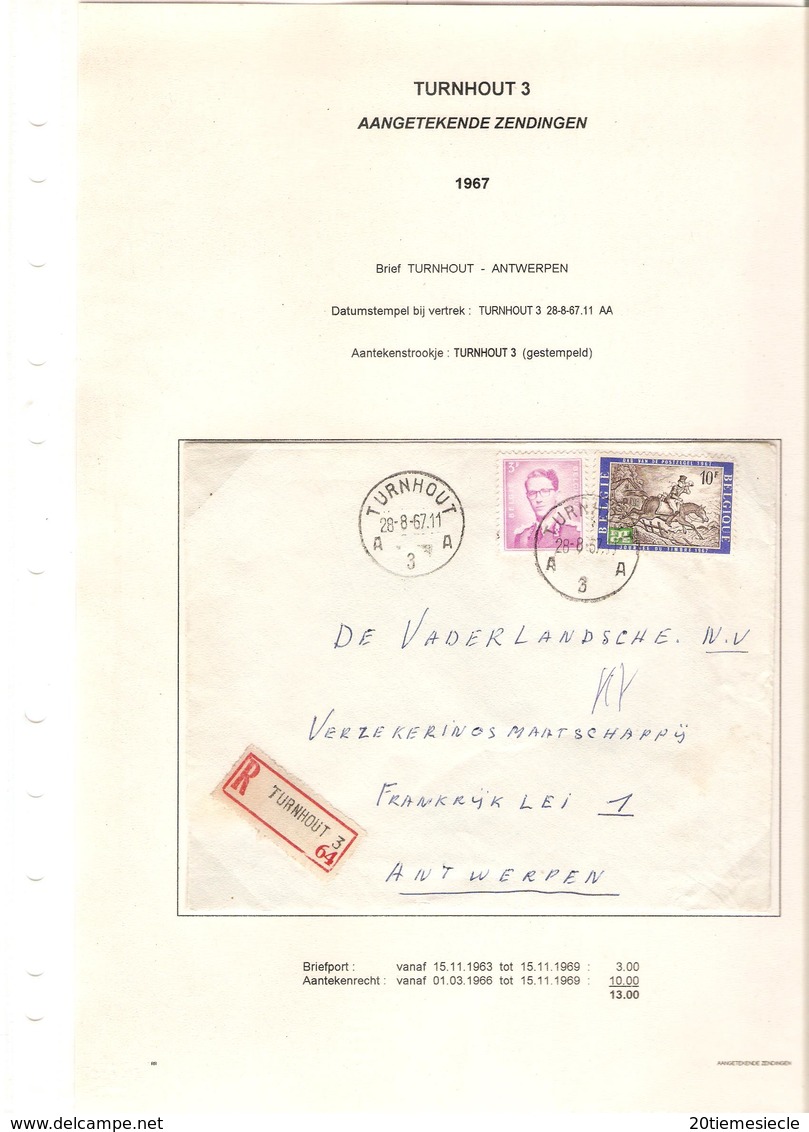 AP2101/ 3 L.recommandée Baudouin Lunettes C.Turnhout 1964-65-67 V.Antwerpen - Lettres & Documents