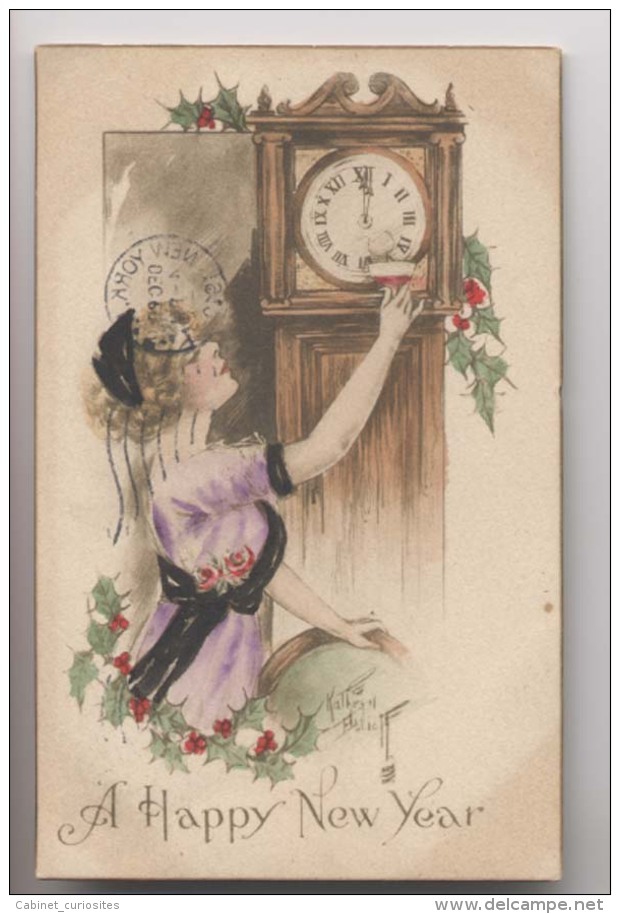 HORLOGE - Minuit - Nouvel An - A Happy New Year - Dec 1912 - ILLUSTRATTION SIGNÉE - Nouvel An