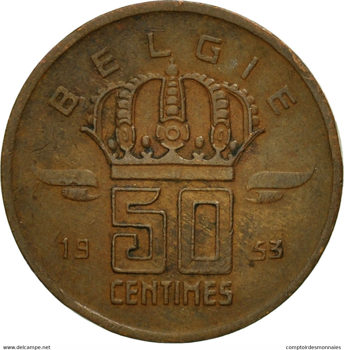 Monnaie, Belgique, 50 Centimes, 1953, Bruxelles, TTB, Bronze, KM:145 - 25 Centimes