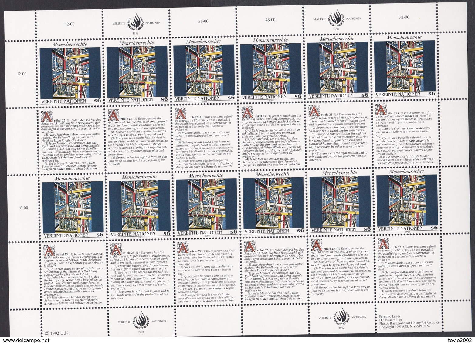 UN UNO Wien 1992 - Mi.Nr. 139 - 140 - Postfrisch MNH - Kleinbögen - Blocs-feuillets