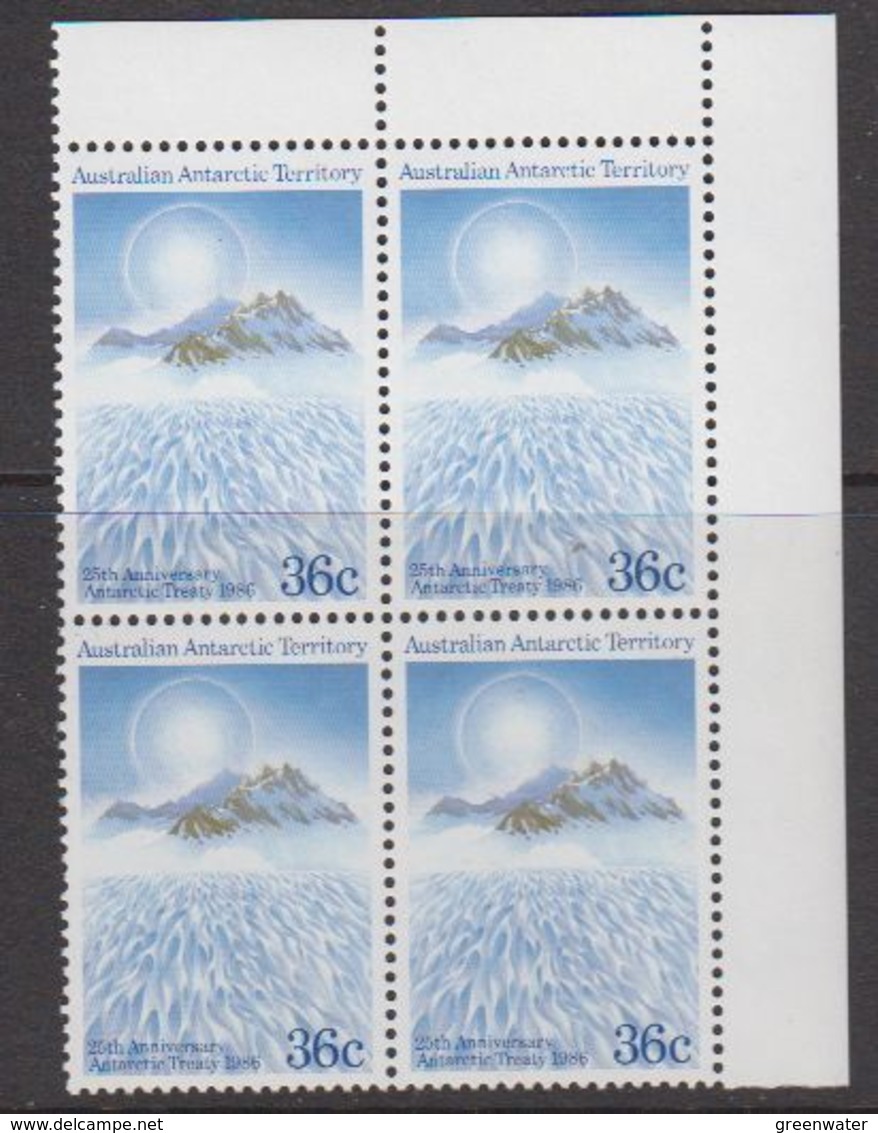 AAT 1986 Antarctic Treaty 1v Bl Of 4 (corner) ** Mnh  (39995) - Ongebruikt